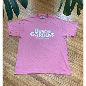 Vintage 80s Large Busch Gardens Tampa Florida Pink Single Stitch T-Shirt USA